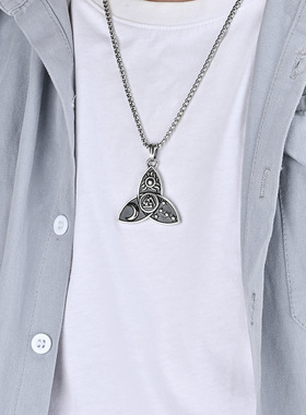 时尚钛钢项链 凯尔特人三角结星星月亮太阳钛钢项链神话奥丁项链