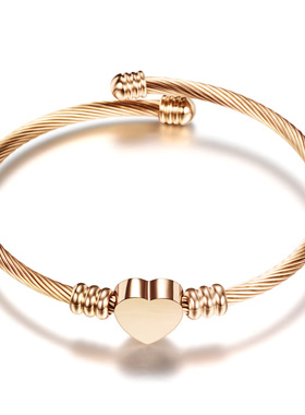 时尚风编织钛钢心形手环