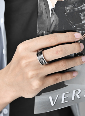 时尚钛钢戒指 北欧风凯尔特结钛钢戒指 符文民族元素钛钢戒指指环