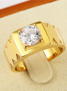 时尚钛钢男款戒指 求婚简约男士结婚钻戒 Ins锆石钛钢戒指指环