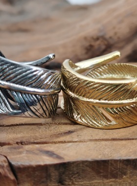 时尚风开口羽毛情侣通用钛钢戒指