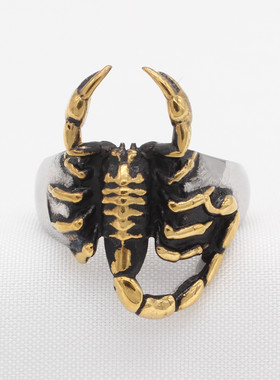 时尚钛钢男款戒指 欧美个性复古立体蝎子天蝎座钛钢戒指指环