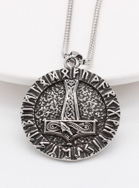 时尚项链钛钢圆牌项链