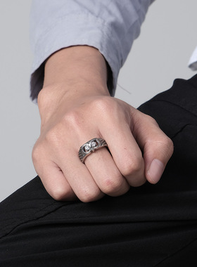 时尚钛钢戒指 镶钻猫头鹰戒指 复古做旧动物钛钢戒指指环