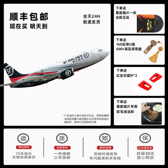 Gramophone home vinyl record player with built-in subwoofer