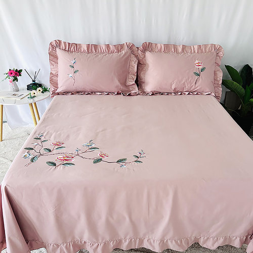 外贸绣花纯棉床单单件老式花边白色100全棉高档圆角被单枕套 - 图3