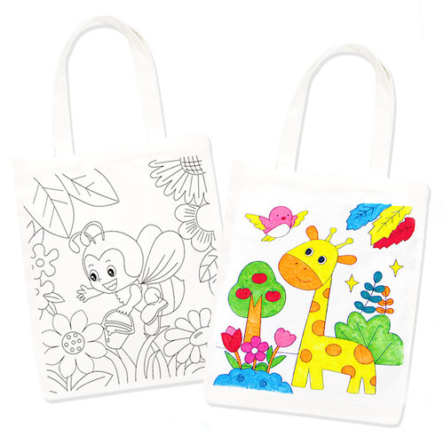 儿童帆布袋手工制作diy涂鸦袋幼儿园涂色绘画材料环保涂鸦包定制 - 图3
