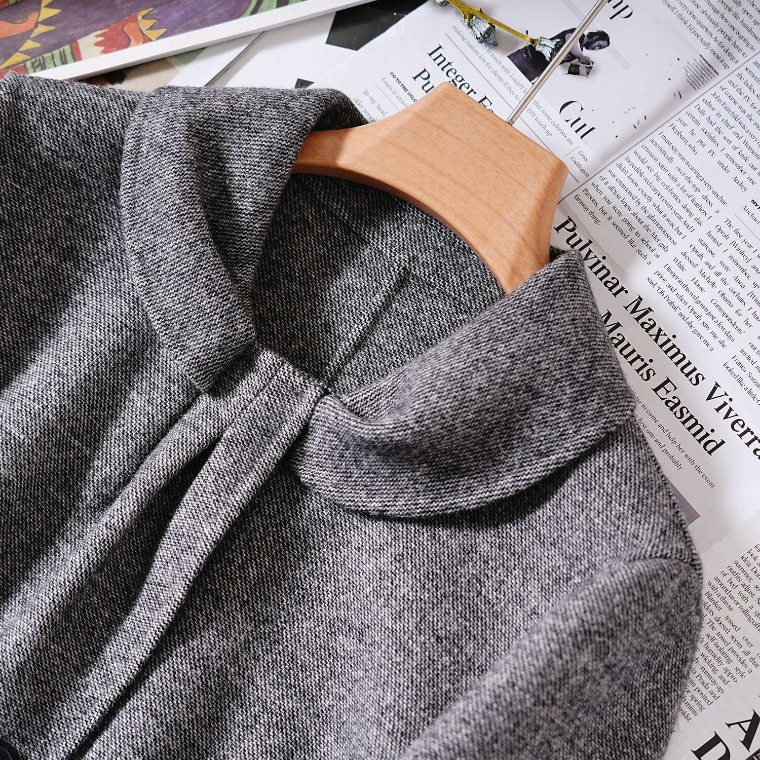 YongLeap柜品早春新品中古洋装!精纺羊毛西装正肩外套+高腰伞裙 - 图2