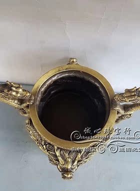 纯铜五龙香炉招财镇宅客厅