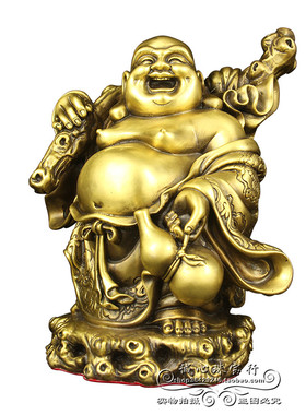 笑佛客厅弥勒佛像纯铜祝福新中式