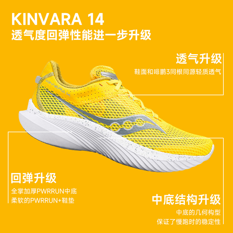 Saucony索康尼KINVARA14菁华K14女轻便竞速跑步鞋体测中考跑鞋FE - 图1