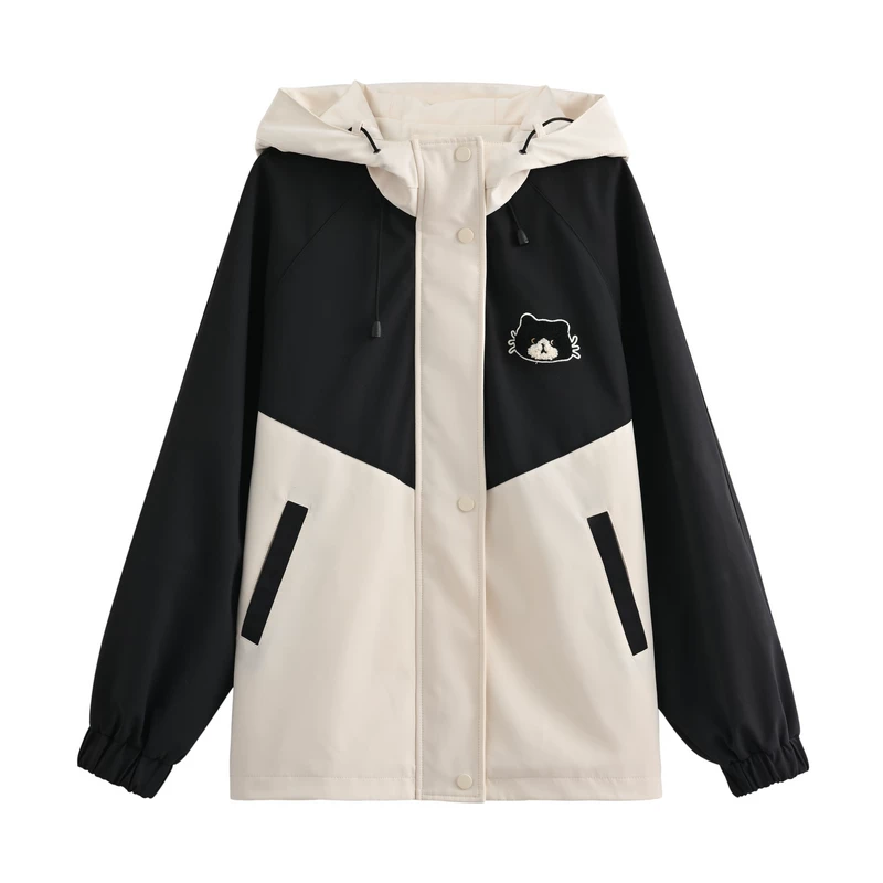森女部落 Couple clothing, trench coat, autumn jacket with hood, for beloved, loose fit