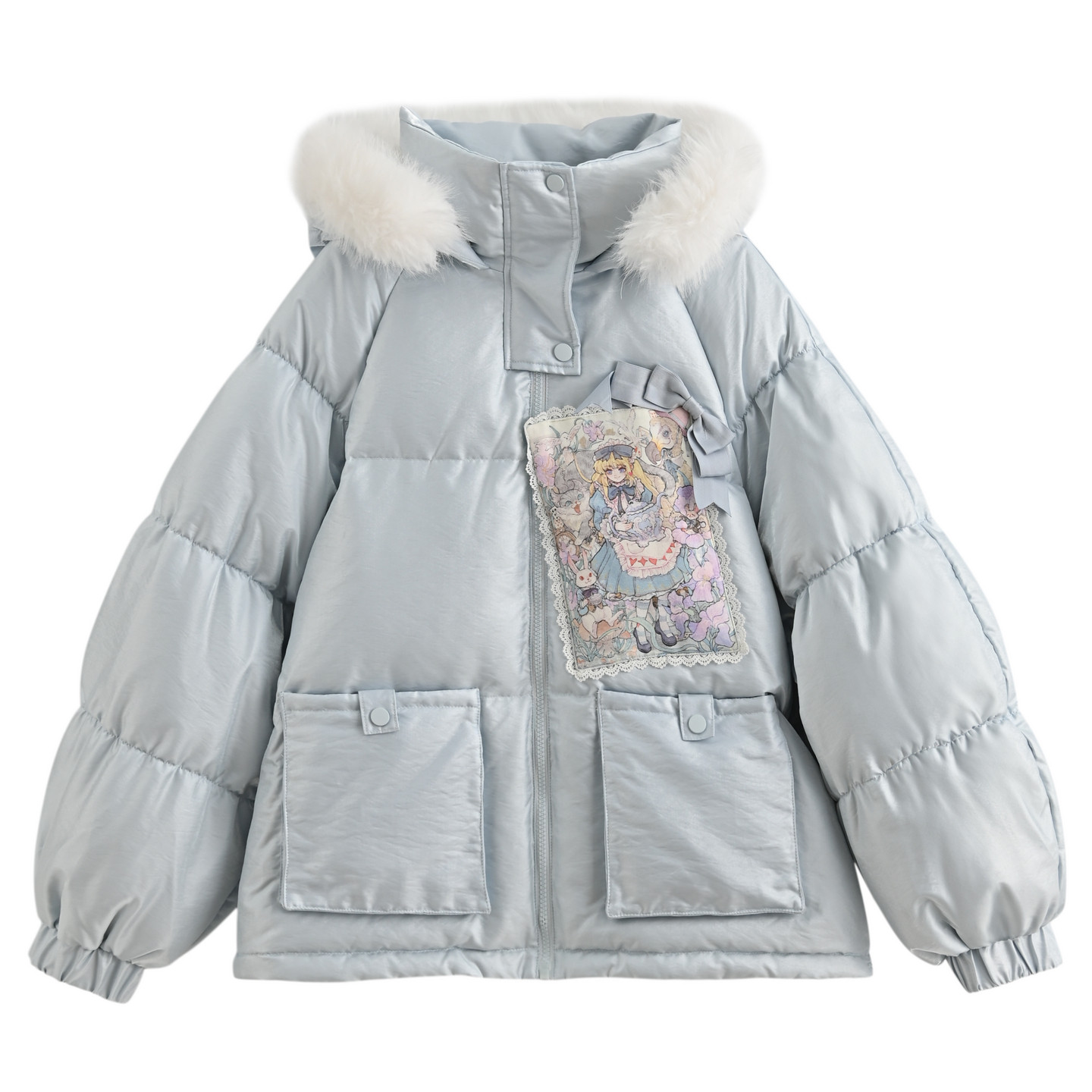 森女部落甜美风90%绒子白鸭绒羽绒服女2026冬设计感宽松连帽外套