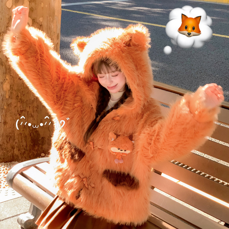 森女部落甜美设计感可爱立耳连帽绒衫外套女秋冬新款保暖宽松上衣,淘宝优惠券,粉丝福利购,淘宝优惠卷