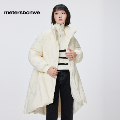 美特斯邦威羽绒服女士新款冬季中长款简约百搭保暖羽绒外套女