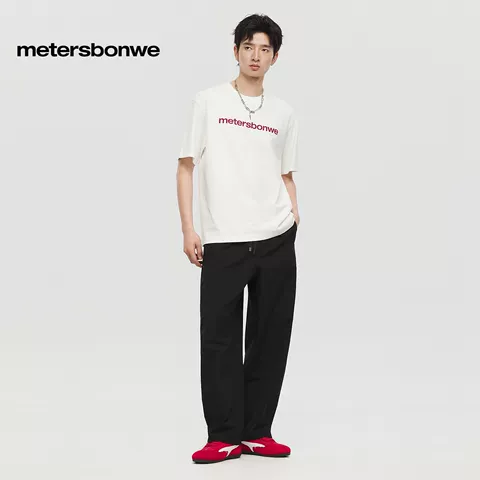 美特斯邦威弯刀裤男2026夏季新款潮流宽松纯色休闲简约直筒长裤子 图片 5