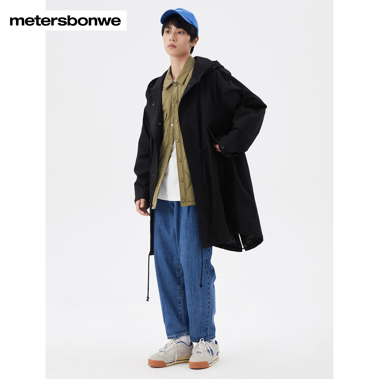 男士2022秋季新款中长款黑色服夹克 美特斯邦威网店夹克