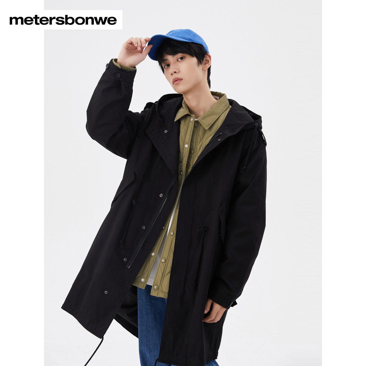 男士2022秋季新款中长款黑色服夹克 美特斯邦威网店夹克