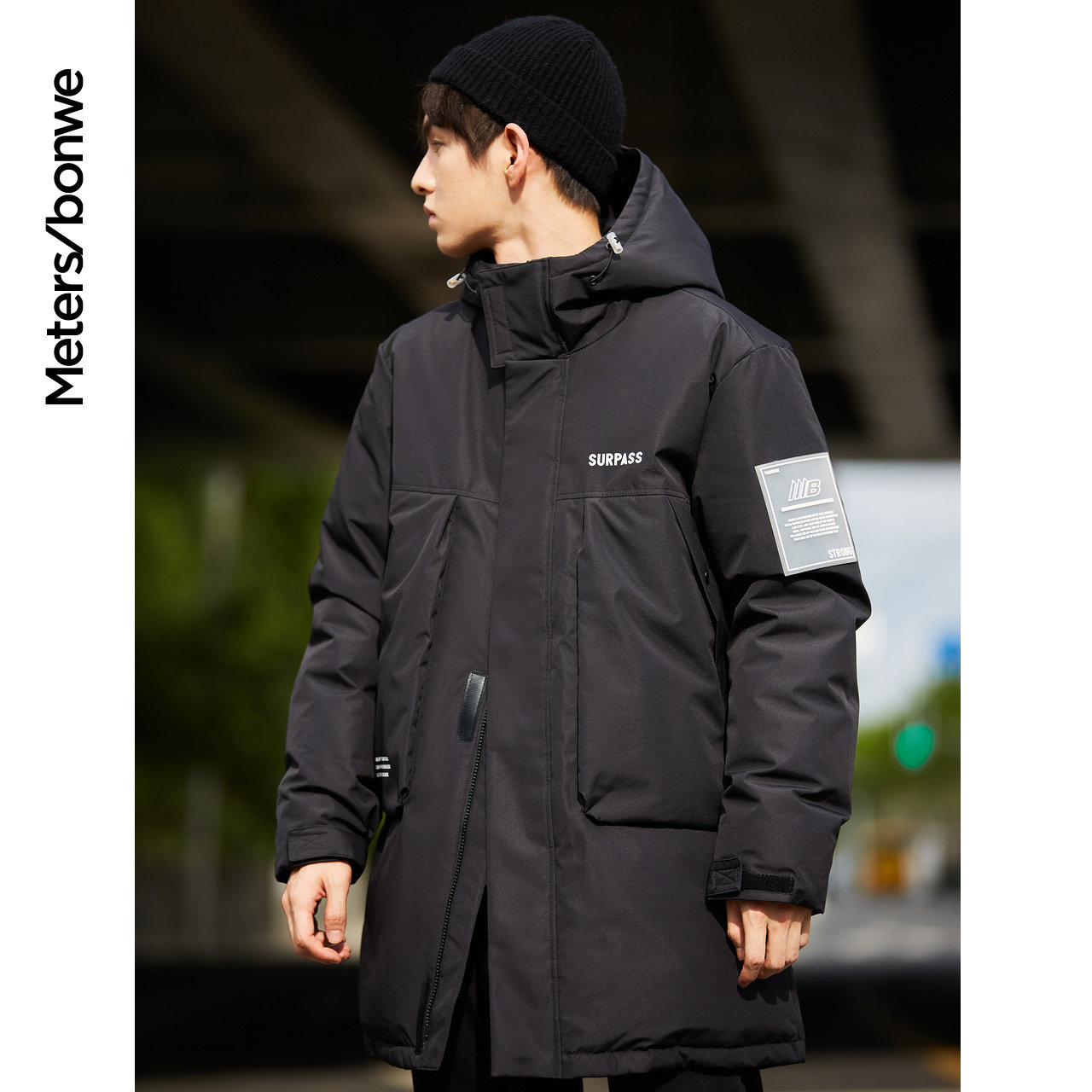 美特斯邦威中长款工装羽绒服男连帽 美特斯邦威网店羽绒服