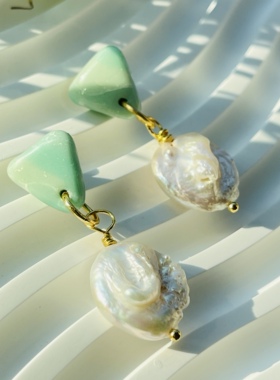 JOCo Fashion｜原创中古巴洛克珍珠手作软陶耳环耳饰18K镀金耳针