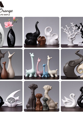 景德镇陶瓷装饰情侣摆件乔迁礼物