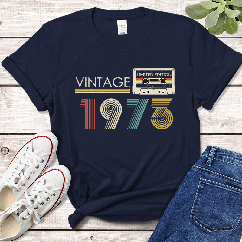 Retro 1973 Cassette 51 years old birthday t shirt欧美短袖女 - 图0