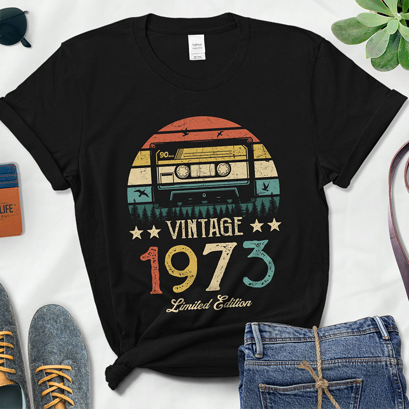 retro 1973 Cassette 51 year old birthday top women t shirts - 图2