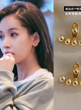 S925银针金色小巧女同款耳环
