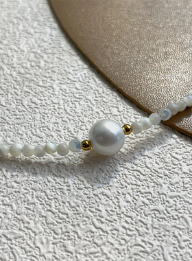 温柔小众贝壳珠女款轻奢锁骨链