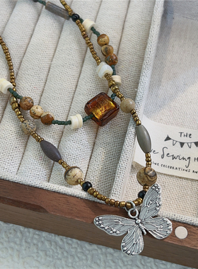 复古女款手工串珠项链锁骨链