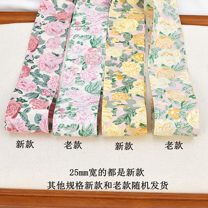 田园风印玫瑰花布艺丝带 手工发饰头饰diy材料自制蝴蝶结发夹配件 - 图2