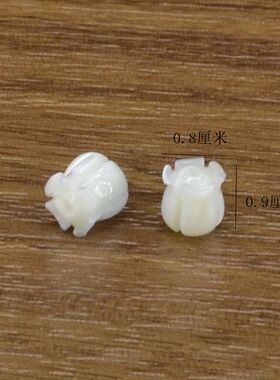 diy天然兔子铃兰花手工耳环白贝