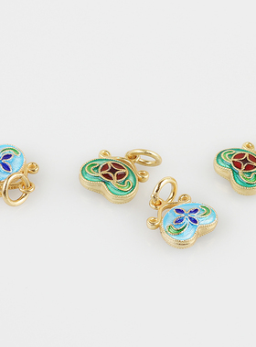 diy镀金烧蓝钱袋手链耳环吊坠