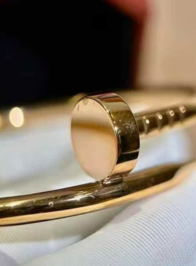 细窄款弹力时尚玫瑰金手镯女粗版头尾钻中性轻奢高级感情侣手环