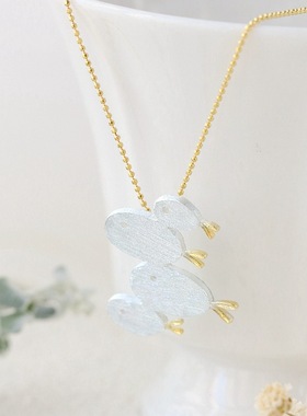 时尚可爱小鱼群手工拉丝银项坠