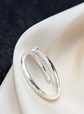 简约时尚手工银戒子通体925银戒