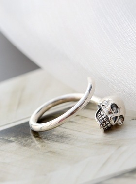 925纯银戒指泰银骷髅头食指环