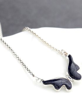 蓝砂石925纯银吊坠时尚蝴蝶项链