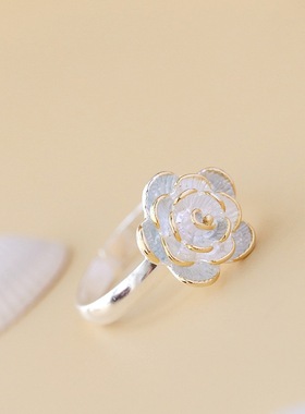 小清新多层花瓣开口925纯银戒指