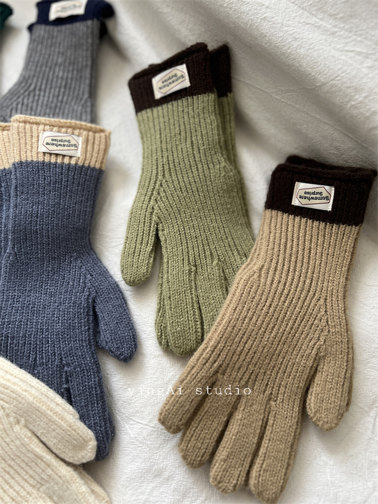 部分现 韩国东大门代购EBADA秋冬保暖INS爆款露指羊毛针织手套