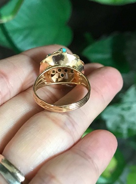 国内现货 维多利亚14k金睡美人绿松花盘戒指