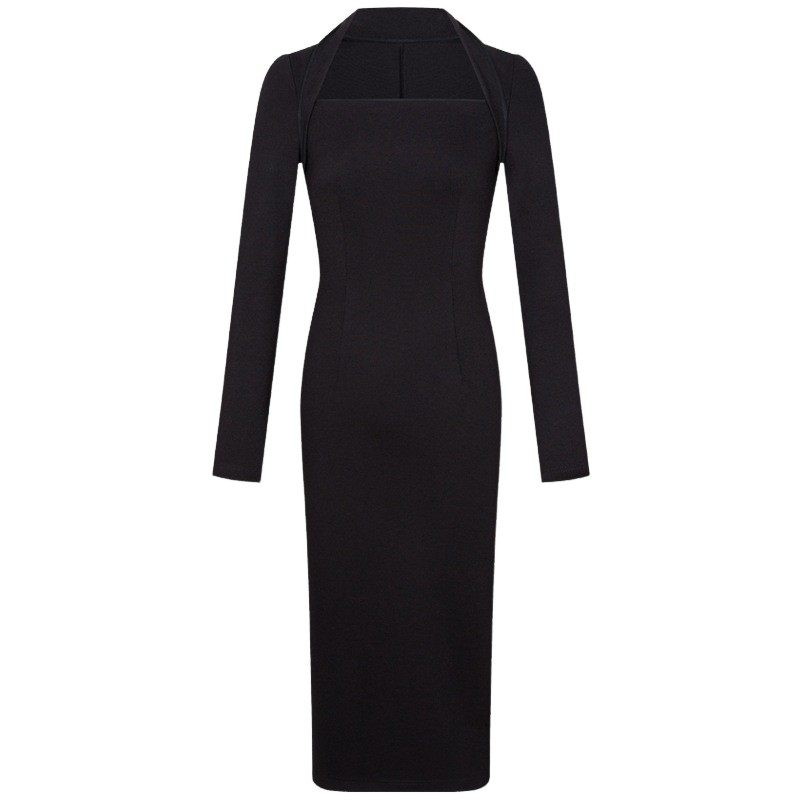 新款年会法式礼服裙女宴会高级质感复古赫本小黑裙酒会连衣裙炸街