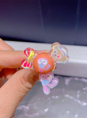 女孩卡通水果星黛露旋转戒指首饰