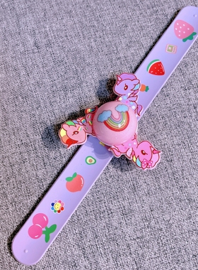 儿童发光啪啪圈手环可旋转男童玩具可爱恐龙卡通带灯闪光陀螺手镯