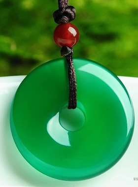 【喜爱】天然绿玉髓平安扣吊坠帝王绿玛瑙项链挂件一件