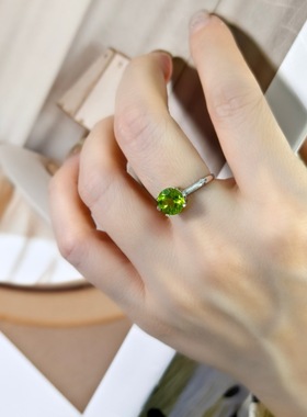 纯银s925戒指女天然紫水晶石榴石可调节感时尚百搭跨境爆款