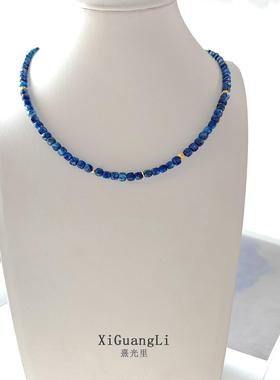 天然蓝宝石项链女款轻奢小众高级感颈链长款毛衣链叠戴锁骨链女