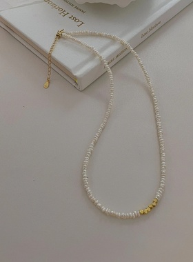 新中式天然淡水珍珠八方来财转运珠锁骨链女绿松石施家珍珠毛衣链