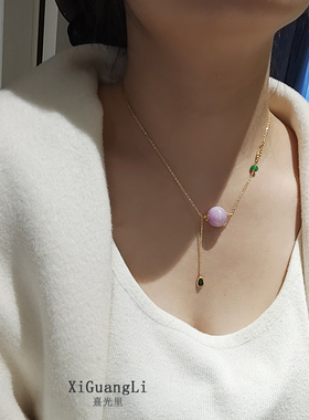 翡翠葫芦吊坠项链女款18k金