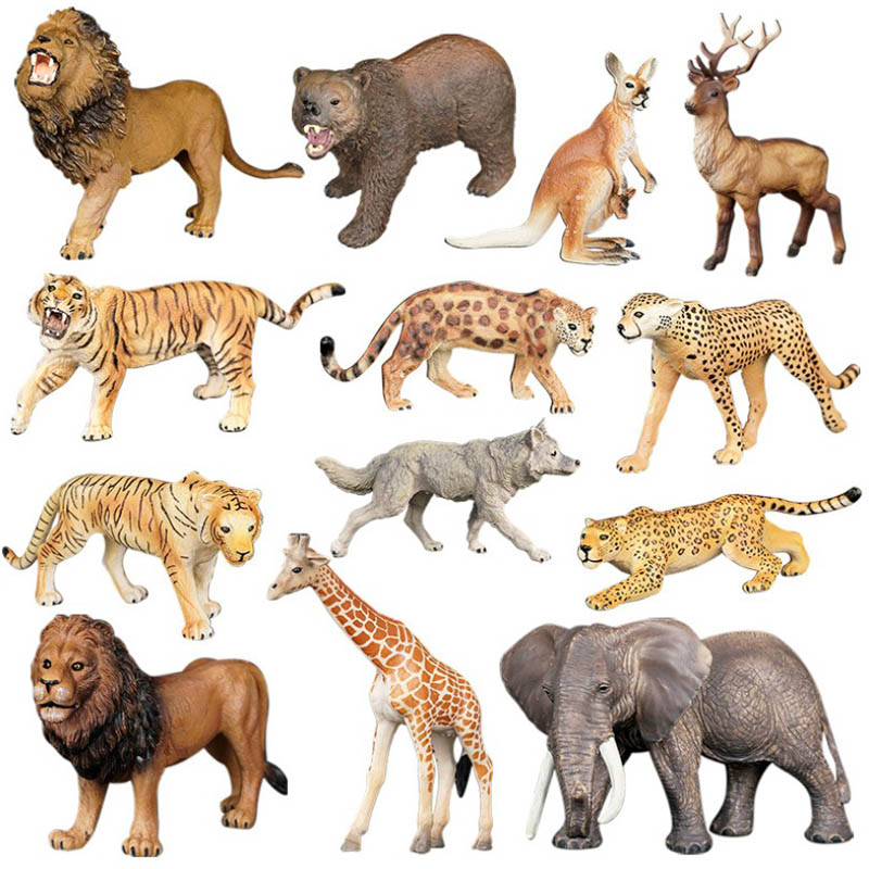 正版仿真动物模型玩具野生动物园套装老虎狮子大象长颈鹿摆件儿童 - 图3